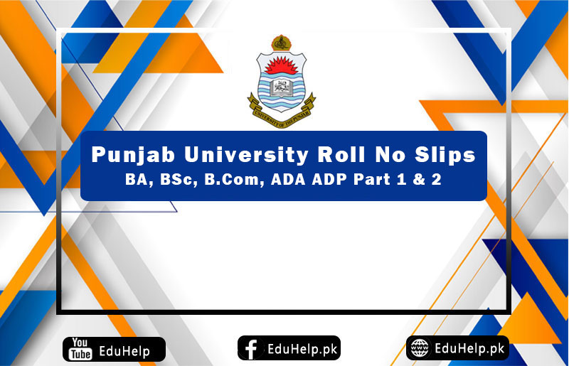 Punjab University Roll No Slip BA, BSc, ADP Part 1, 2