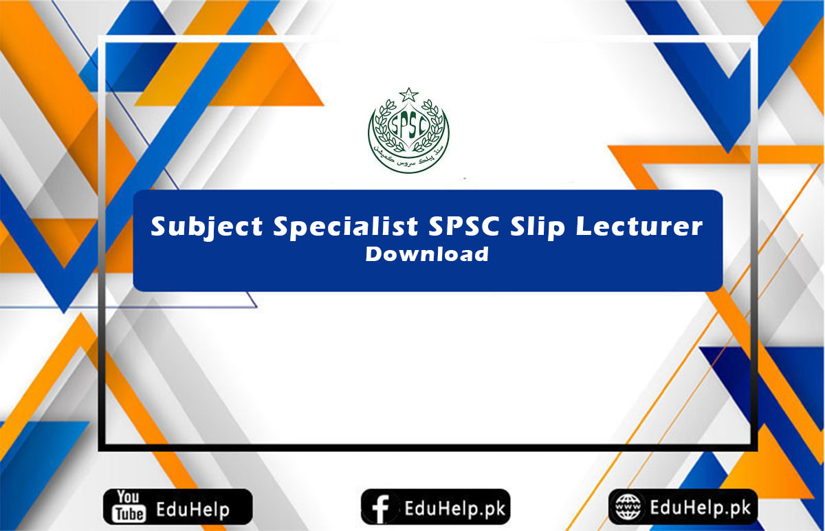 Subject Specialist SPSC Slip Lecturer