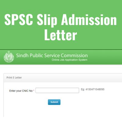 SPSC Slip Admission Letter, Test Date